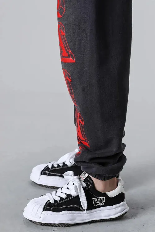 SAINT Mxxxxxx ANGEL SWEAT PANTS/BLK Angel Reborn Crack Print Distressed Sweatpants, Washed Black S-XL Assute Dyeing, Full Spray Fade, Heavy Fermentation Washing, Made with NEW VINTAGE Texture, Four Needles and Six Threads from the Factory, Boneless Patchwork, More Comfortable to Wear, Genuine Level Crack Print/Accessories Restored